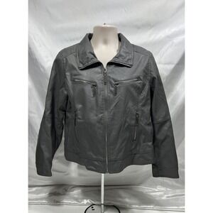 I.B. Diffusion Faux Leather Jacket Gray Women‎ size XL